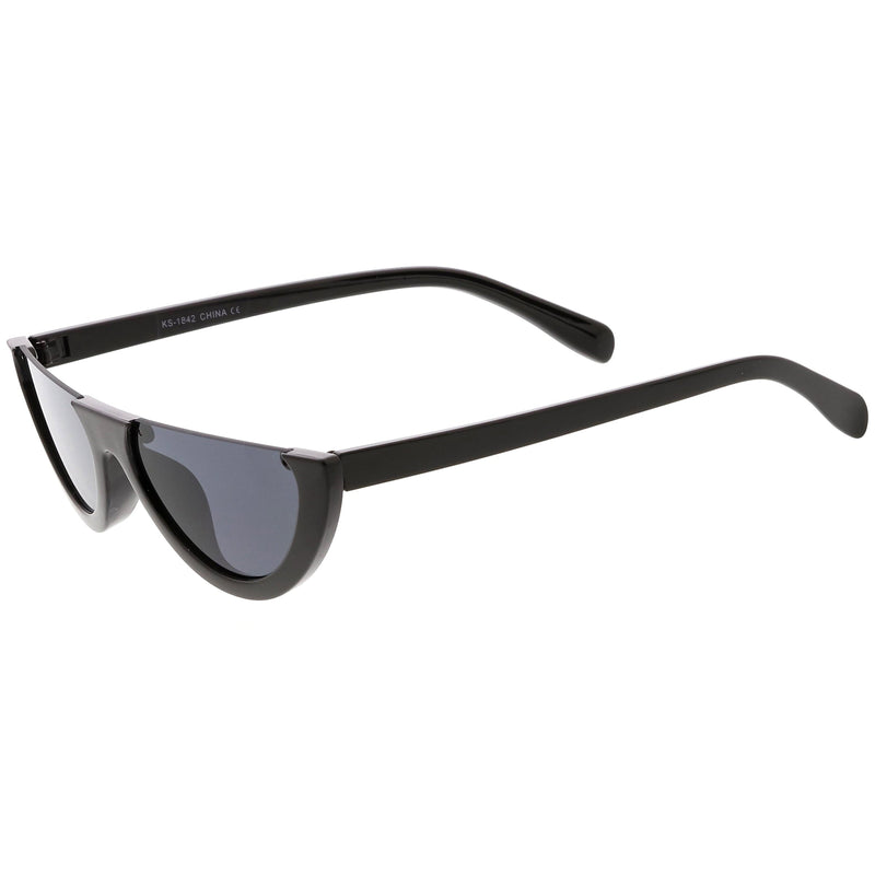 zeroUV Retro 90's Flat Top Moon Shape Cat Eye Sunglasses C569 Sunglasses White Smoke Red Smoke,White Smoke,Black Smoke,Matte Black Green,Tortoise Brown