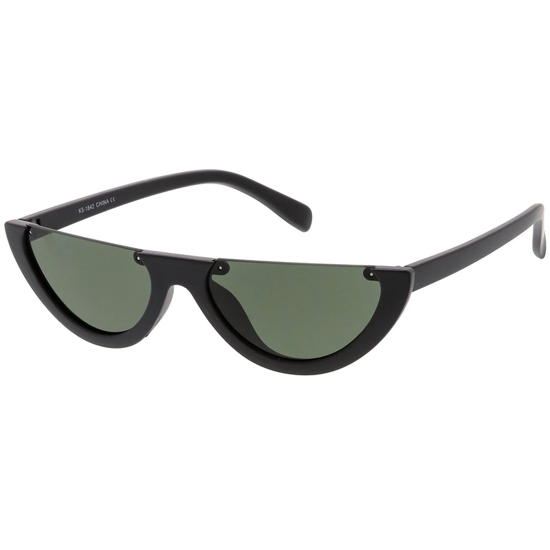 zeroUV Retro 90's Flat Top Moon Shape Cat Eye Sunglasses C569 Sunglasses White Smoke Red Smoke,White Smoke,Black Smoke,Matte Black Green,Tortoise Brown