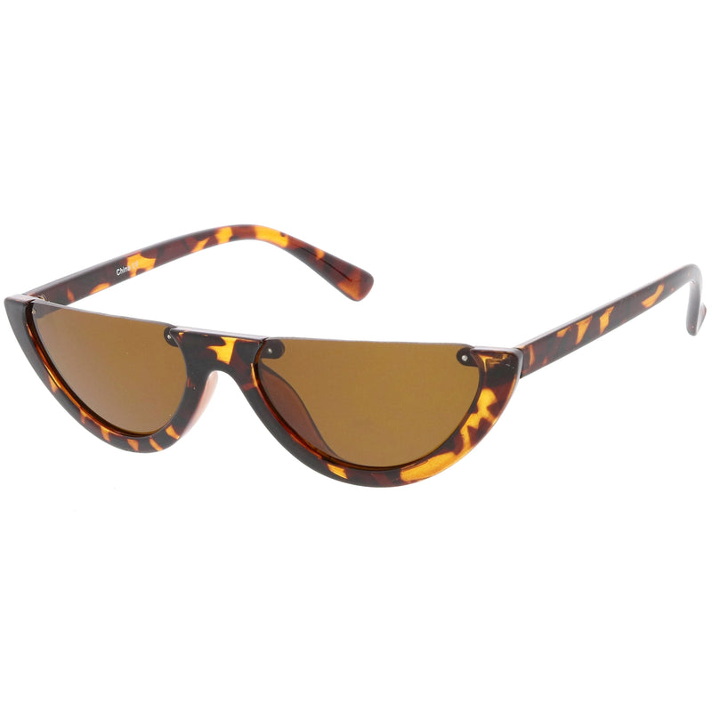 zeroUV Retro 90's Flat Top Moon Shape Cat Eye Sunglasses C569 Sunglasses White Smoke Red Smoke,White Smoke,Black Smoke,Matte Black Green,Tortoise Brown