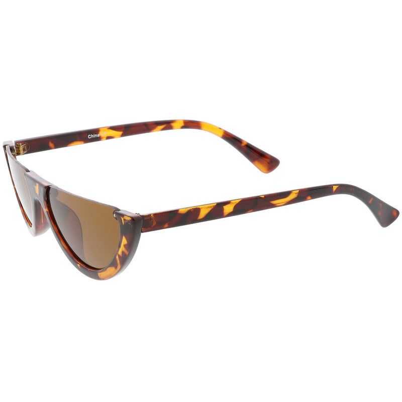 zeroUV Retro 90's Flat Top Moon Shape Cat Eye Sunglasses C569 Sunglasses White Smoke Red Smoke,White Smoke,Black Smoke,Matte Black Green,Tortoise Brown