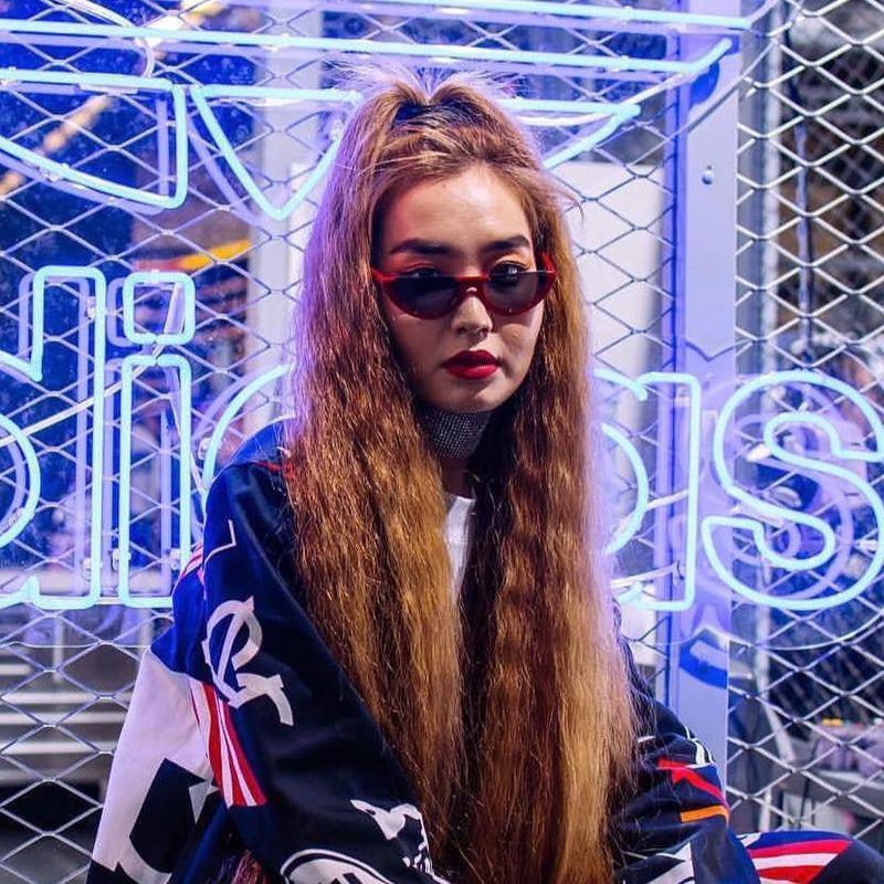 zeroUV Retro 90's Flat Top Moon Shape Cat Eye Sunglasses C569 Sunglasses Light Blue Red Smoke,White Smoke,Black Smoke,Matte Black Green,Tortoise Brown