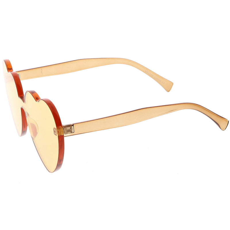 zeroUV Women's Heart Shape Color Tone Monoblock Sunglasses C578 Sunglasses White Smoke Orange,Red,Pink,Yellow,Purple,Smoke