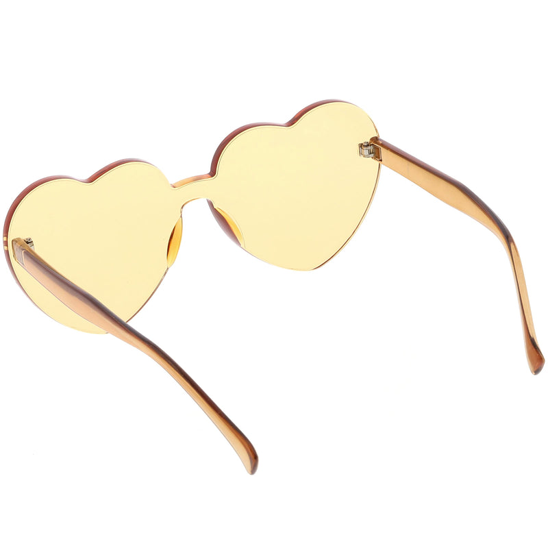 zeroUV Women's Heart Shape Color Tone Monoblock Sunglasses C578 Sunglasses White Smoke Orange,Red,Pink,Yellow,Purple,Smoke