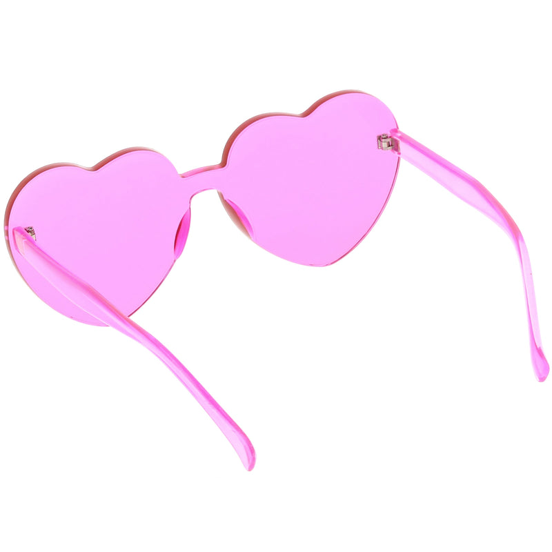 zeroUV Women's Heart Shape Color Tone Monoblock Sunglasses C578 Sunglasses White Smoke Orange,Red,Pink,Yellow,Purple,Smoke