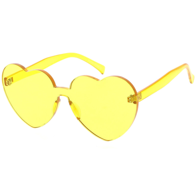 zeroUV Women's Heart Shape Color Tone Monoblock Sunglasses C578 Sunglasses White Smoke Orange,Red,Pink,Yellow,Purple,Smoke