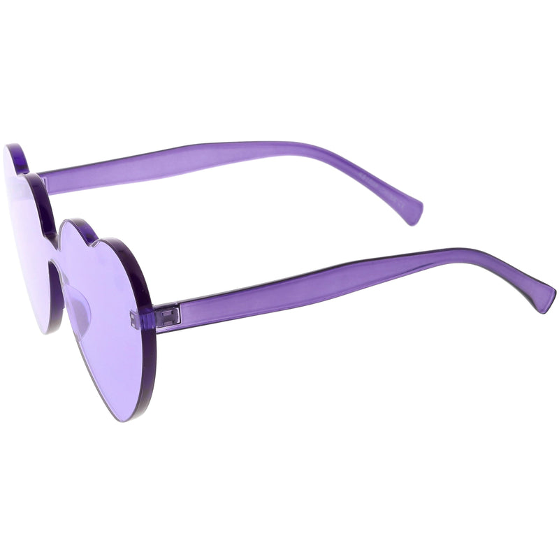 zeroUV Women's Heart Shape Color Tone Monoblock Sunglasses C578 Sunglasses White Smoke Orange,Red,Pink,Yellow,Purple,Smoke