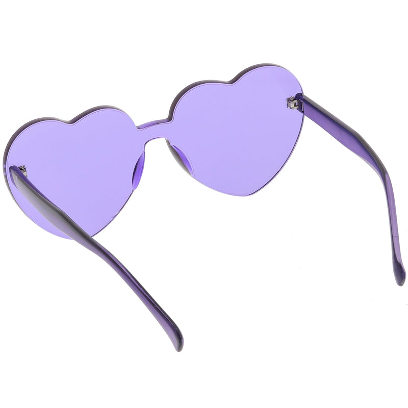 zeroUV Women's Heart Shape Color Tone Monoblock Sunglasses C578 Sunglasses White Smoke Orange,Red,Pink,Yellow,Purple,Smoke