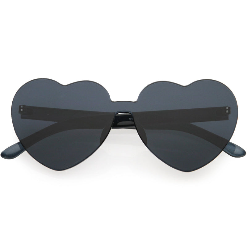 zeroUV Women's Heart Shape Color Tone Monoblock Sunglasses C578 Sunglasses White Smoke Smoke