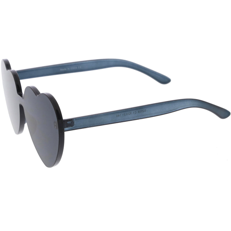zeroUV Women's Heart Shape Color Tone Monoblock Sunglasses C578 Sunglasses White Smoke Orange,Red,Pink,Yellow,Purple,Smoke