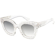 zeroUV Women's Trendy Star Rhinestone Horned Rim Sunglasses C579 Sunglasses White Smoke Black Smoke,Clear Smoke Gradient,Tortoise Amber