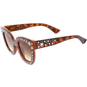 zeroUV Women's Trendy Star Rhinestone Horned Rim Sunglasses C579 Sunglasses White Smoke Black Smoke,Clear Smoke Gradient,Tortoise Amber