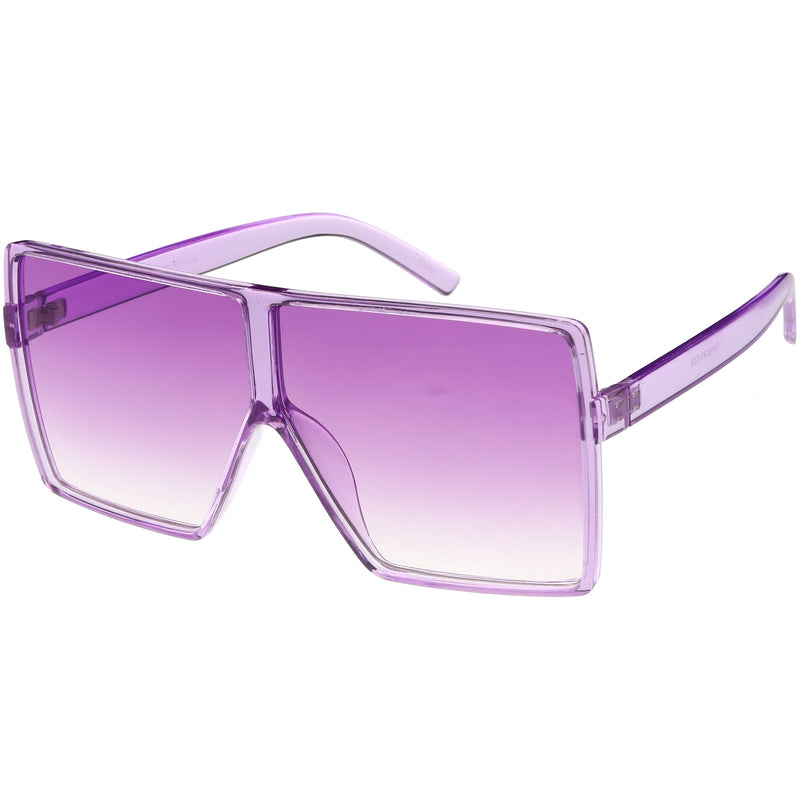 zeroUV Women's Oversize Festival Color Tone Square Sunglasses C581 Sunglasses White Smoke Pink,Purple,Green,Red,Yellow