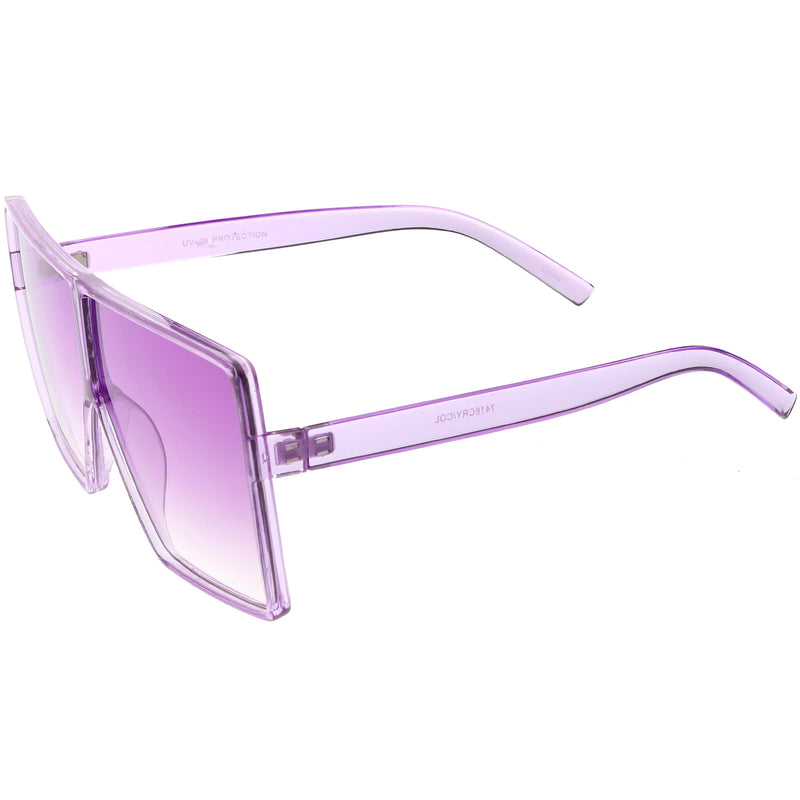 zeroUV Women's Oversize Festival Color Tone Square Sunglasses C581 Sunglasses White Smoke Pink,Purple,Green,Red,Yellow