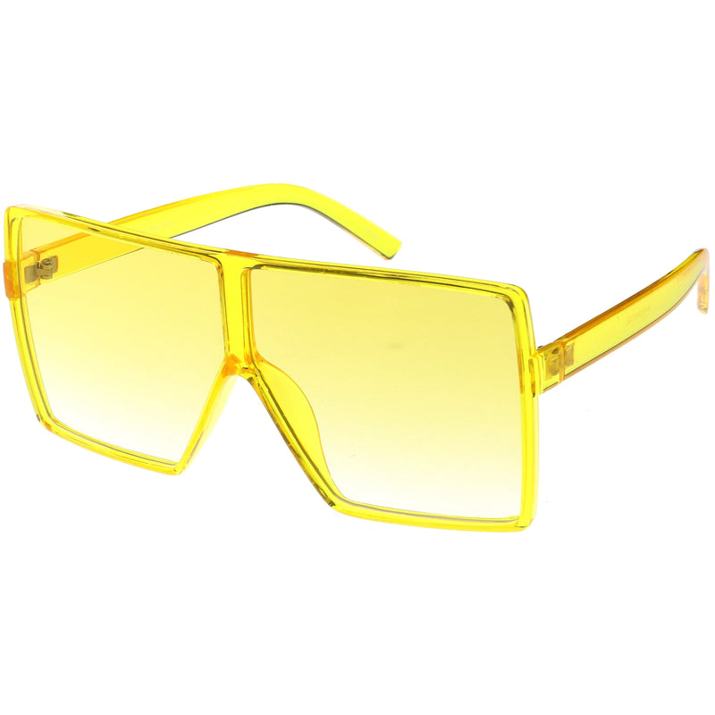 zeroUV Women's Oversize Festival Color Tone Square Sunglasses C581 Sunglasses White Smoke Pink,Purple,Green,Red,Yellow