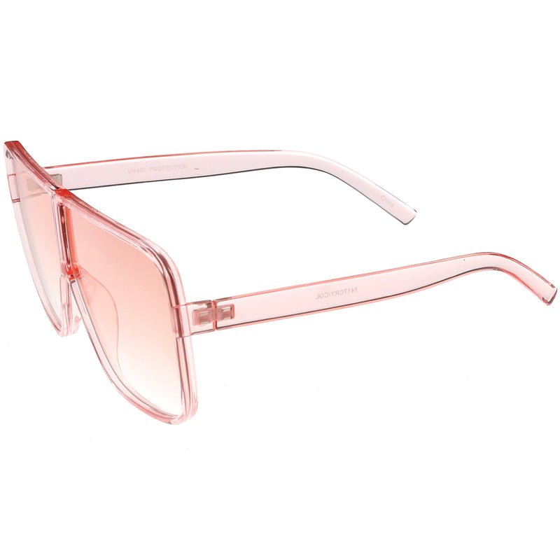 zeroUV Oversize Festival Flat Top Translucent Color Tone Sunglasses C582 Sunglasses White Smoke Green,Pink,Purple,Yellow,Red