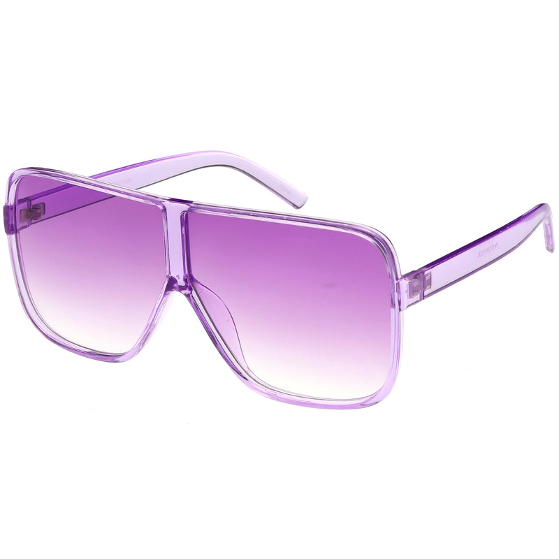 zeroUV Oversize Festival Flat Top Translucent Color Tone Sunglasses C582 Sunglasses White Smoke Green,Pink,Purple,Yellow,Red