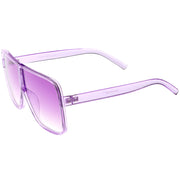 zeroUV Oversize Festival Flat Top Translucent Color Tone Sunglasses C582 Sunglasses White Smoke Green,Pink,Purple,Yellow,Red