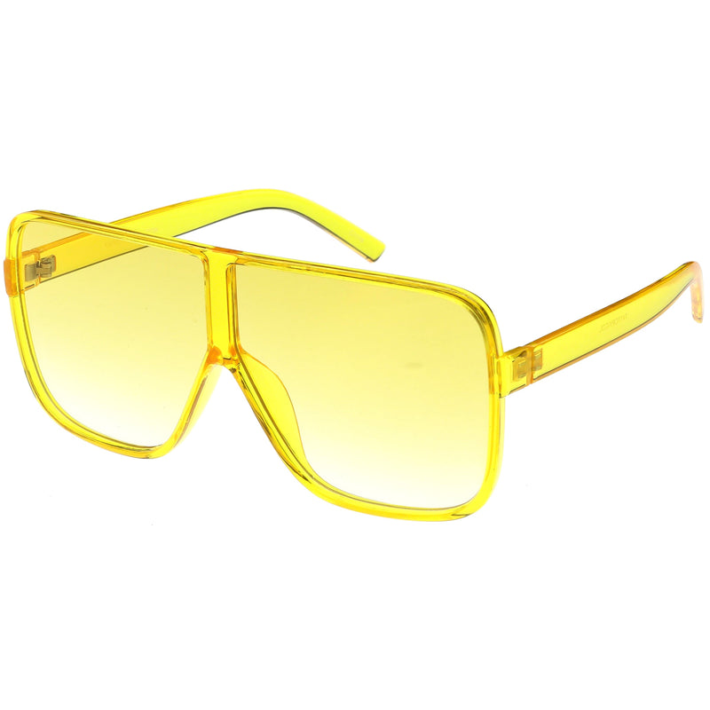 zeroUV Oversize Festival Flat Top Translucent Color Tone Sunglasses C582 Sunglasses White Smoke Green,Pink,Purple,Yellow,Red