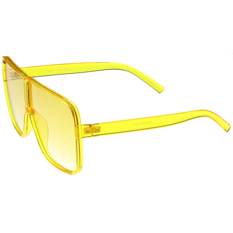 zeroUV Oversize Festival Flat Top Translucent Color Tone Sunglasses C582 Sunglasses White Smoke Green,Pink,Purple,Yellow,Red