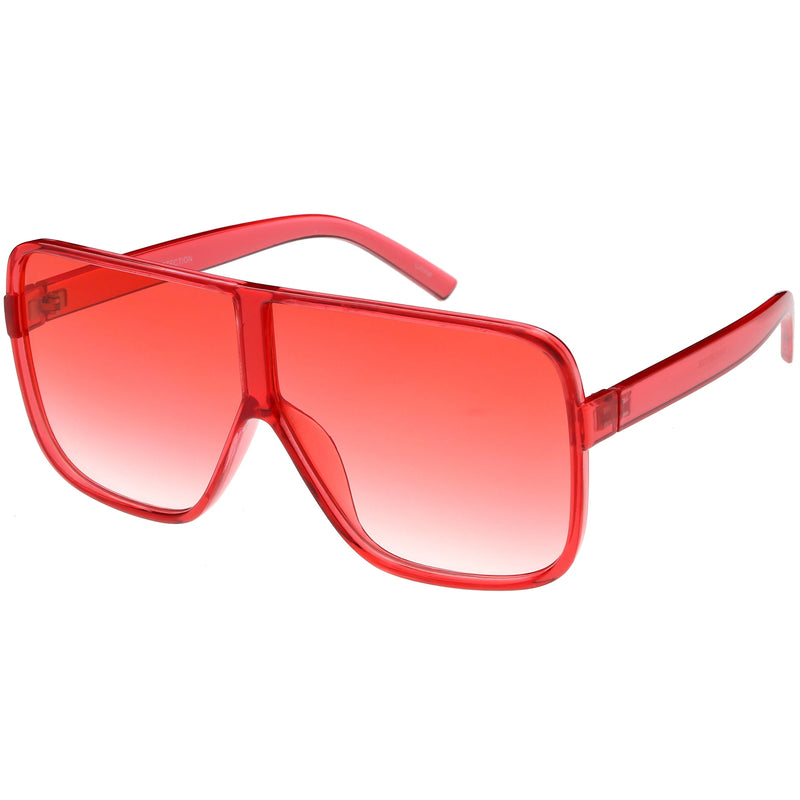 zeroUV Oversize Festival Flat Top Translucent Color Tone Sunglasses C582 Sunglasses White Smoke Green,Pink,Purple,Yellow,Red