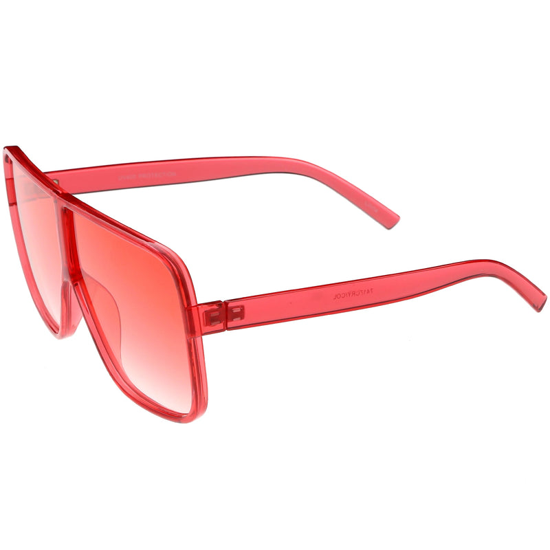 zeroUV Oversize Festival Flat Top Translucent Color Tone Sunglasses C582 Sunglasses White Smoke Green,Pink,Purple,Yellow,Red