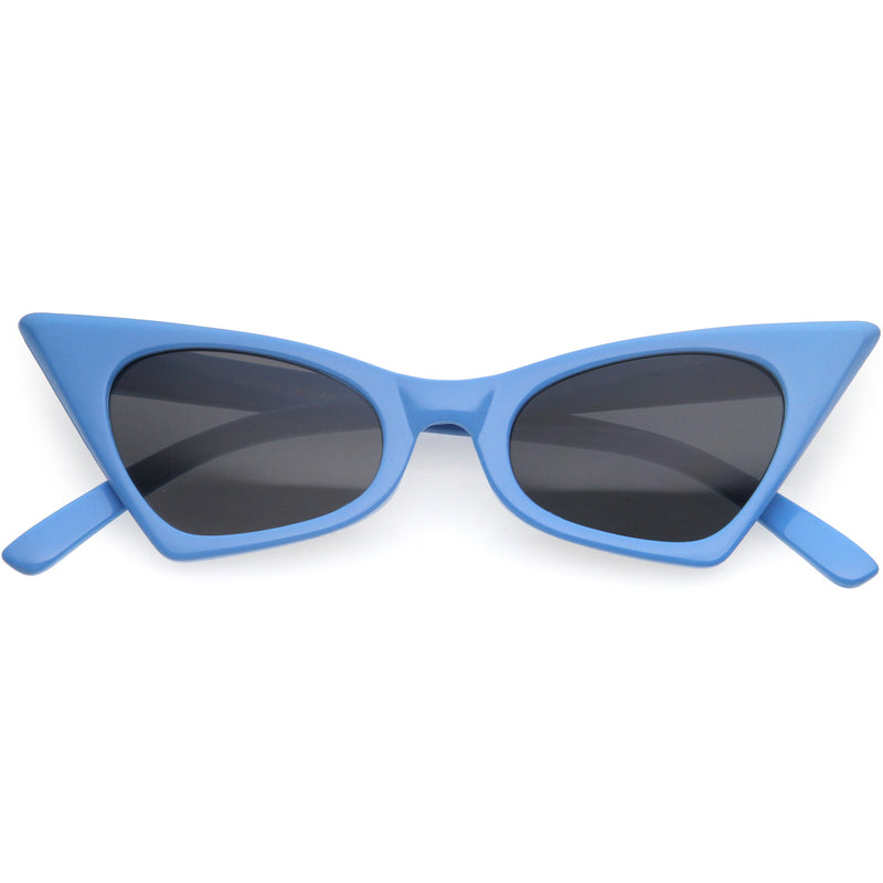 zeroUV Women's Retro High Pointed Cat Eye Sunglasses C583 Sunglasses White Smoke Blue / Smoke