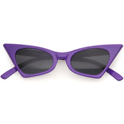 zeroUV Women's Retro High Pointed Cat Eye Sunglasses C583 Sunglasses White Smoke Purple / Smoke