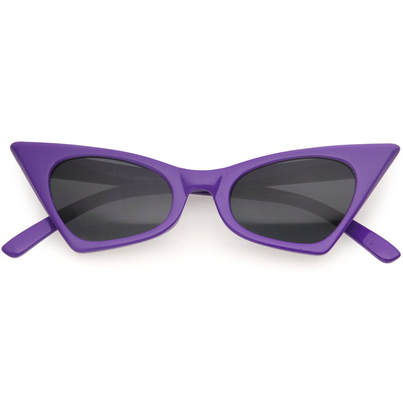 zeroUV Women's Retro High Pointed Cat Eye Sunglasses C583 Sunglasses White Smoke Purple / Smoke