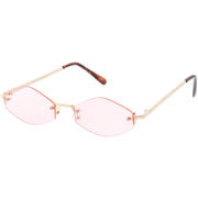 zeroUV 1990's Small Rimless Color Tone Geometric Hexagon Sunglasses C591 Sunglasses White Smoke Gold Orange,Gold Pink,Silver Yellow,Gold Red,Gunmetal Blue