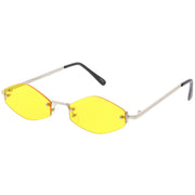 zeroUV 1990's Small Rimless Color Tone Geometric Hexagon Sunglasses C591 Sunglasses White Smoke Gold Orange,Gold Pink,Silver Yellow,Gold Red,Gunmetal Blue