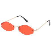zeroUV 1990's Small Rimless Color Tone Geometric Hexagon Sunglasses C591 Sunglasses White Smoke Gold Orange,Gold Pink,Silver Yellow,Gold Red,Gunmetal Blue