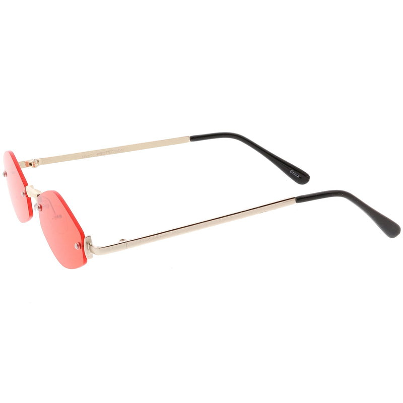 zeroUV 1990's Small Rimless Color Tone Geometric Hexagon Sunglasses C591 Sunglasses White Smoke Gold Orange,Gold Pink,Silver Yellow,Gold Red,Gunmetal Blue