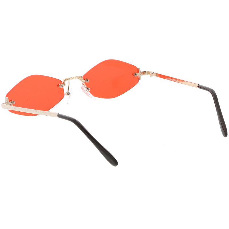 zeroUV 1990's Small Rimless Color Tone Geometric Hexagon Sunglasses C591 Sunglasses White Smoke Gold Orange,Gold Pink,Silver Yellow,Gold Red,Gunmetal Blue