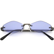 zeroUV 1990's Small Rimless Color Tone Geometric Hexagon Sunglasses C591 Sunglasses White Smoke Gold Orange,Gold Pink,Silver Yellow,Gold Red,Gunmetal Blue