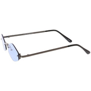 zeroUV 1990's Small Rimless Color Tone Geometric Hexagon Sunglasses C591 Sunglasses White Smoke Gold Orange,Gold Pink,Silver Yellow,Gold Red,Gunmetal Blue