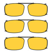 eyekeeper.com 3 Pack Clip on Polarized Night Vision Driving Glasses C63 (54MMx34MM) Sunglasses White Smoke Yellow-3pcs