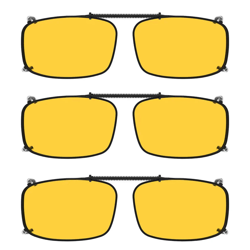 eyekeeper.com 3 Pack Clip on Polarized Night Vision Driving Glasses C63 (54MMx34MM) Sunglasses White Smoke Yellow-3pcs