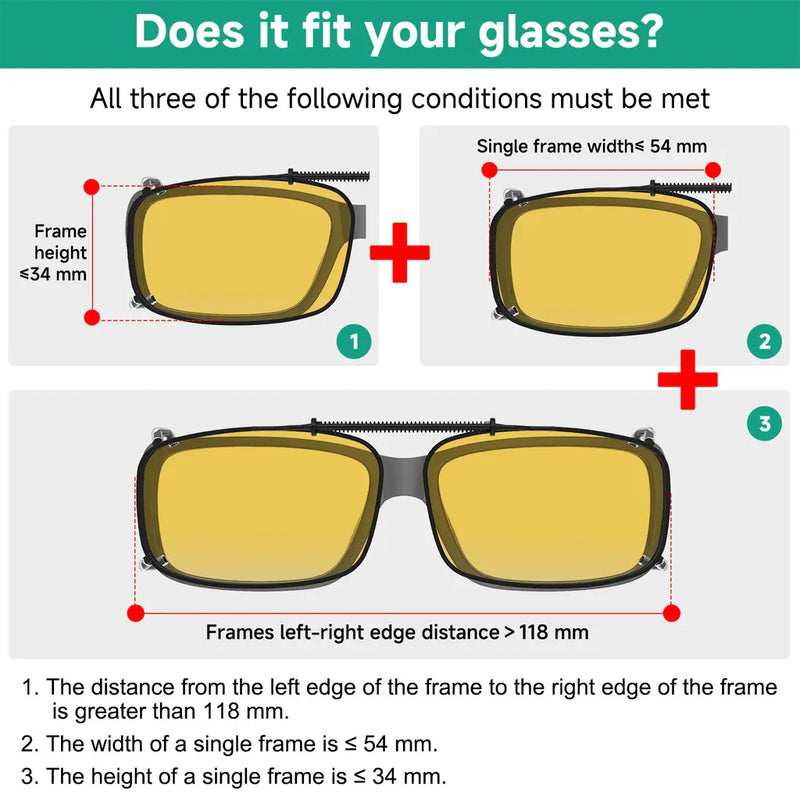 eyekeeper.com Clip on Polarized Night Vision Driving Glasses C63 (54MMx34MM) Sunglasses White Smoke Yellow
