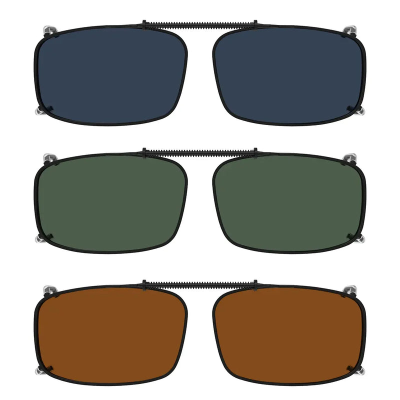eyekeeper.com 3 Pack Polarized Clip on Sunglasses with Spring Draw Bar C63 (54MMx34MM) Sunglasses White Smoke 3 Pairs Mix,Grey-3pcs,G15-3pcs,Brown-3pcs
