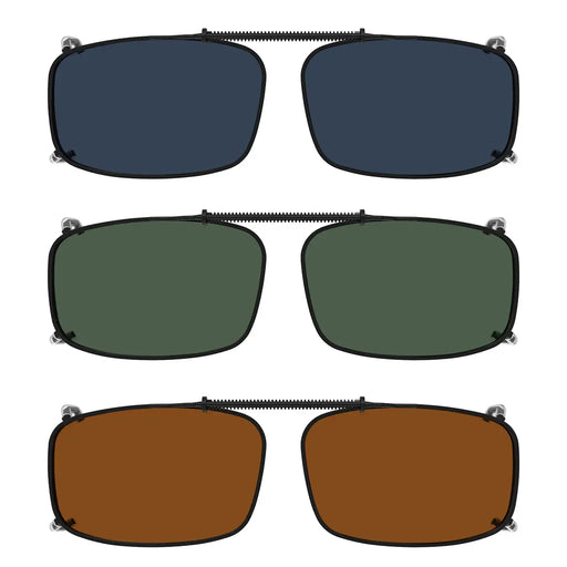 eyekeeper.com 3 Pack Polarized Clip on Sunglasses with Spring Draw Bar C63 (54MMx34MM) Sunglasses White Smoke 3 Pairs Mix,Grey-3pcs,G15-3pcs,Brown-3pcs
