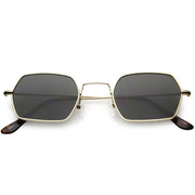 zeroUV Ultra Slim Metal Hexagon Geometric Sunglasses C633 Sunglasses White Smoke Gold / Smoke