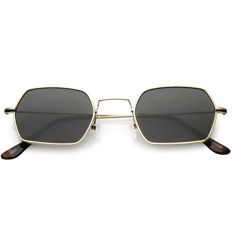 zeroUV Ultra Slim Metal Hexagon Geometric Sunglasses C633 Sunglasses White Smoke Gold / Smoke