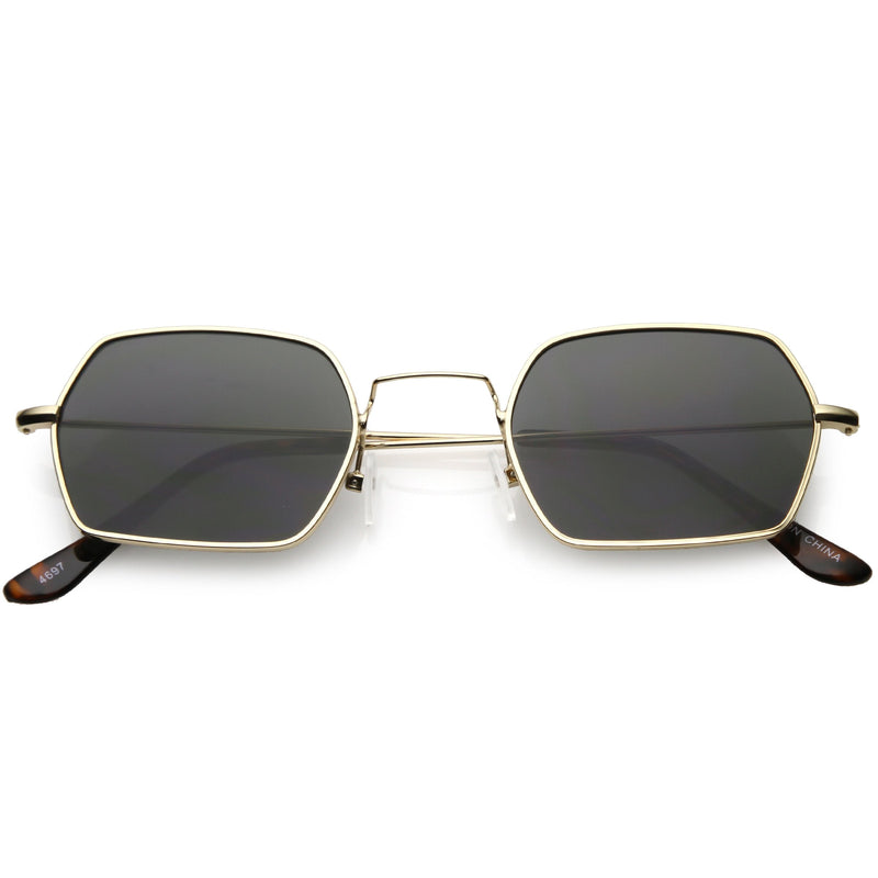 zeroUV Ultra Slim Metal Hexagon Geometric Sunglasses C633 Sunglasses White Smoke Gold / Smoke,Black / Smoke,Silver / Smoke,Gold / Green