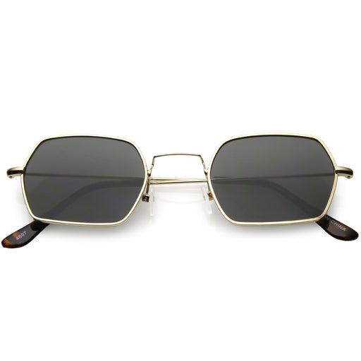 zeroUV Ultra Slim Metal Hexagon Geometric Sunglasses C633 Sunglasses White Smoke Gold / Smoke,Black / Smoke,Silver / Smoke,Gold / Green