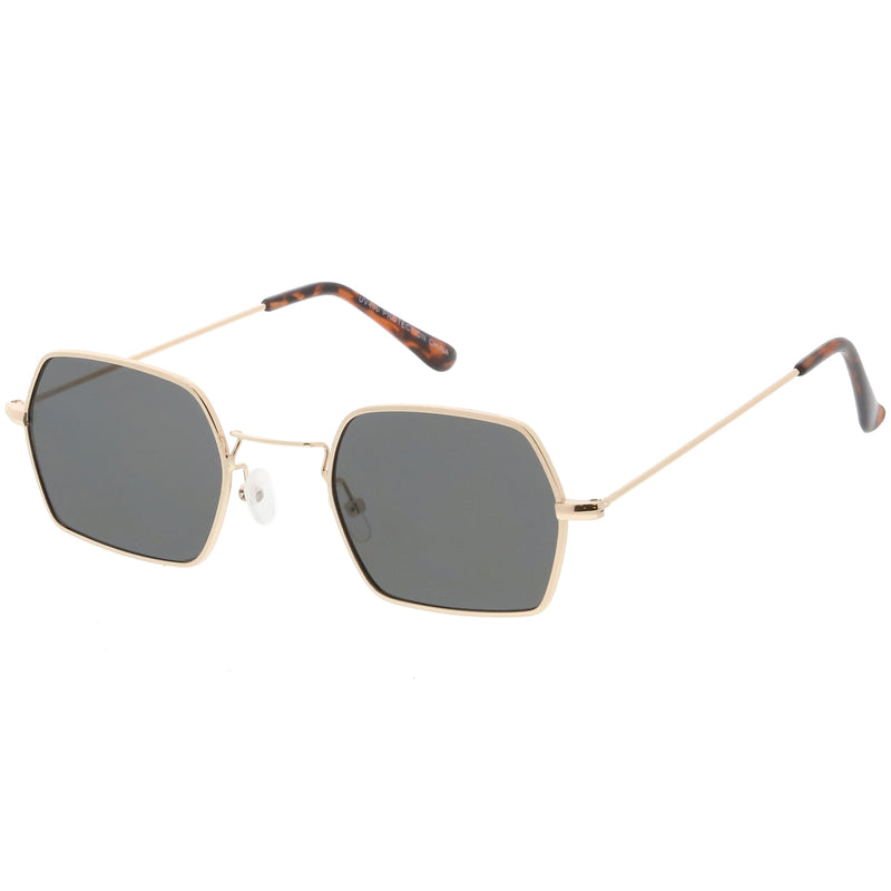 zeroUV Ultra Slim Metal Hexagon Geometric Sunglasses C633 Sunglasses White Smoke Gold / Smoke,Black / Smoke,Silver / Smoke,Gold / Green
