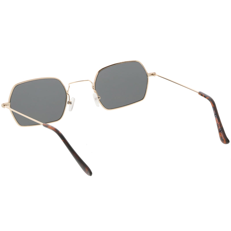 zeroUV Ultra Slim Metal Hexagon Geometric Sunglasses C633 Sunglasses White Smoke Gold / Smoke,Black / Smoke,Silver / Smoke,Gold / Green
