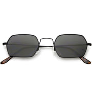 zeroUV Ultra Slim Metal Hexagon Geometric Sunglasses C633 Sunglasses White Smoke Black / Smoke
