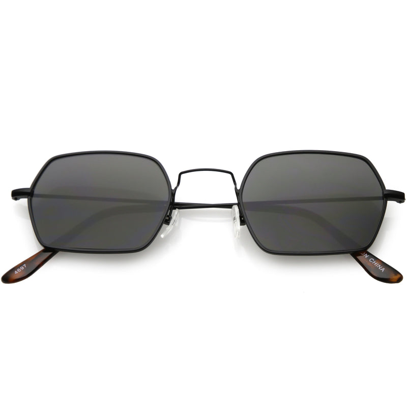 zeroUV Ultra Slim Metal Hexagon Geometric Sunglasses C633 Sunglasses White Smoke Black / Smoke