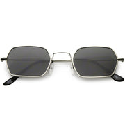 zeroUV Ultra Slim Metal Hexagon Geometric Sunglasses C633 Sunglasses White Smoke Silver / Smoke
