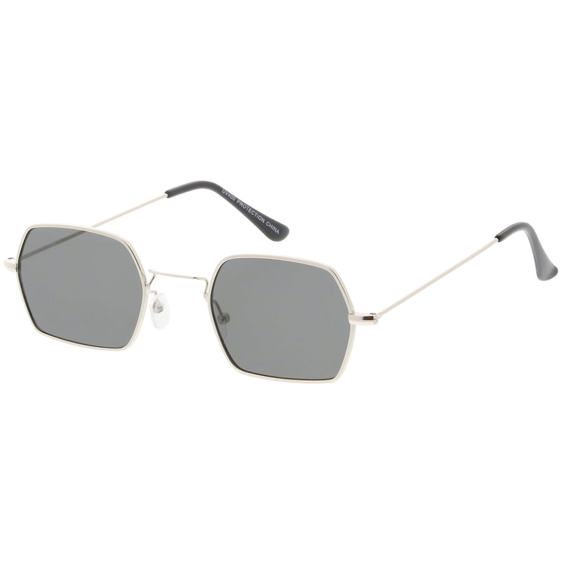 zeroUV Ultra Slim Metal Hexagon Geometric Sunglasses C633 Sunglasses White Smoke Gold / Smoke,Black / Smoke,Silver / Smoke,Gold / Green